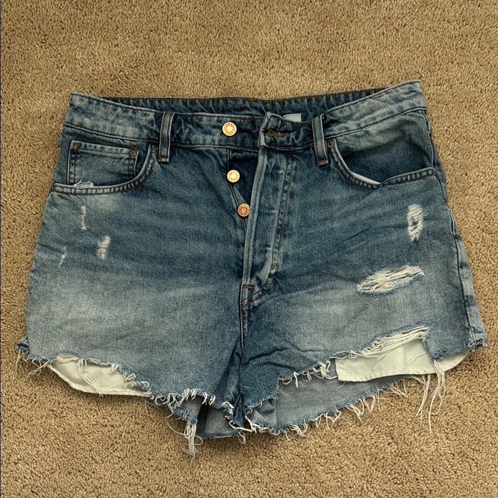 H&M Blue Jean Shorts Distressed Casual Style